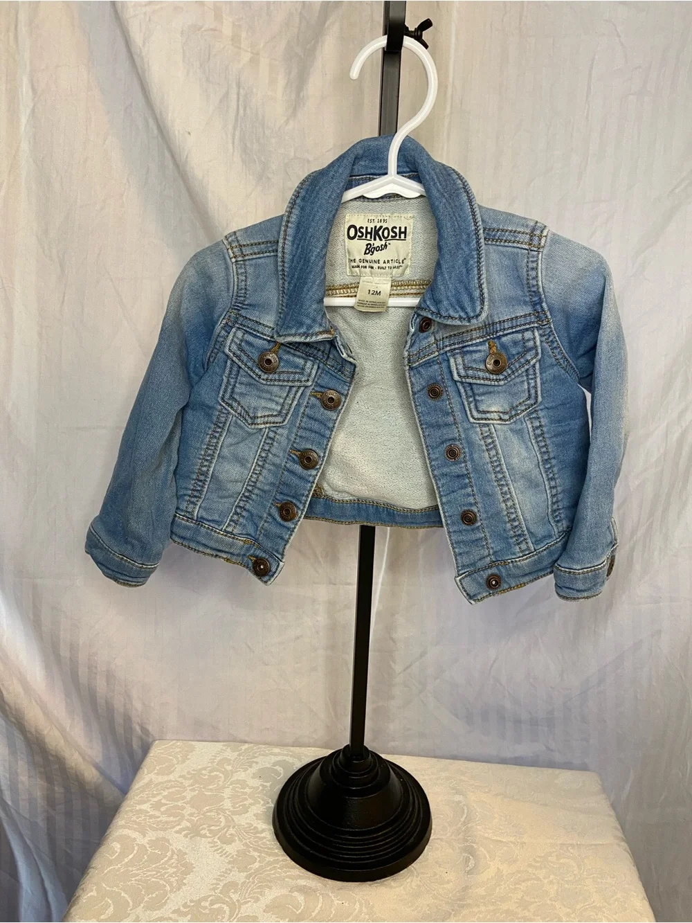 OshKosh B'gosh Faded Blue Denim Trucker Jacket for Kids Size 12 months
